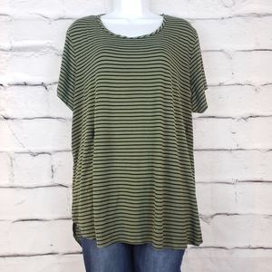 Maurices Olive Stripe Tunic Tee Plus Size 2